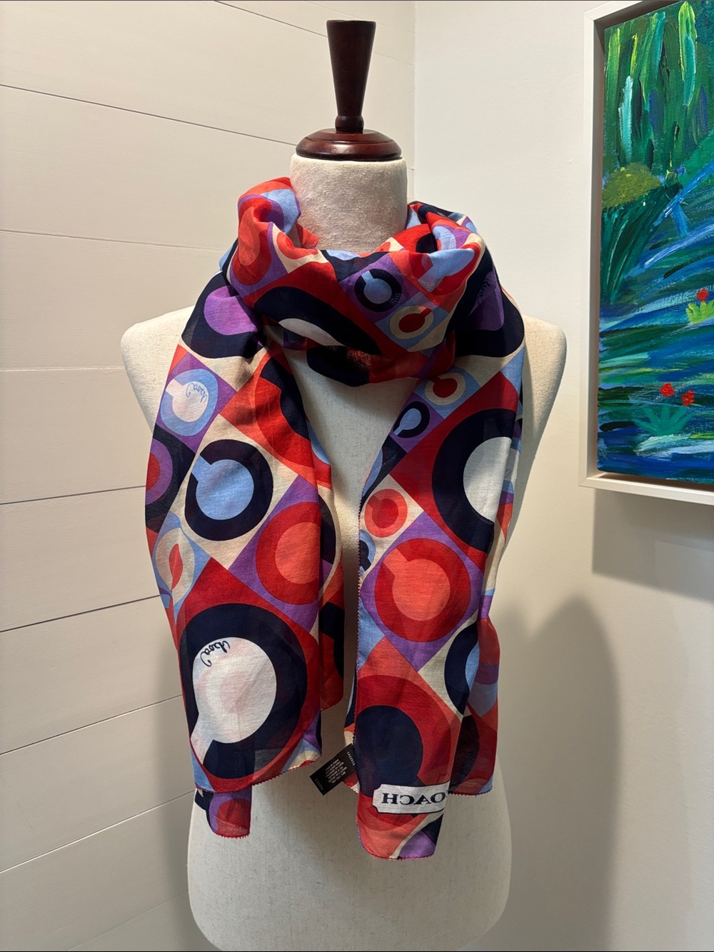 Coach Op-art C logo  Silk Cotton Scarf